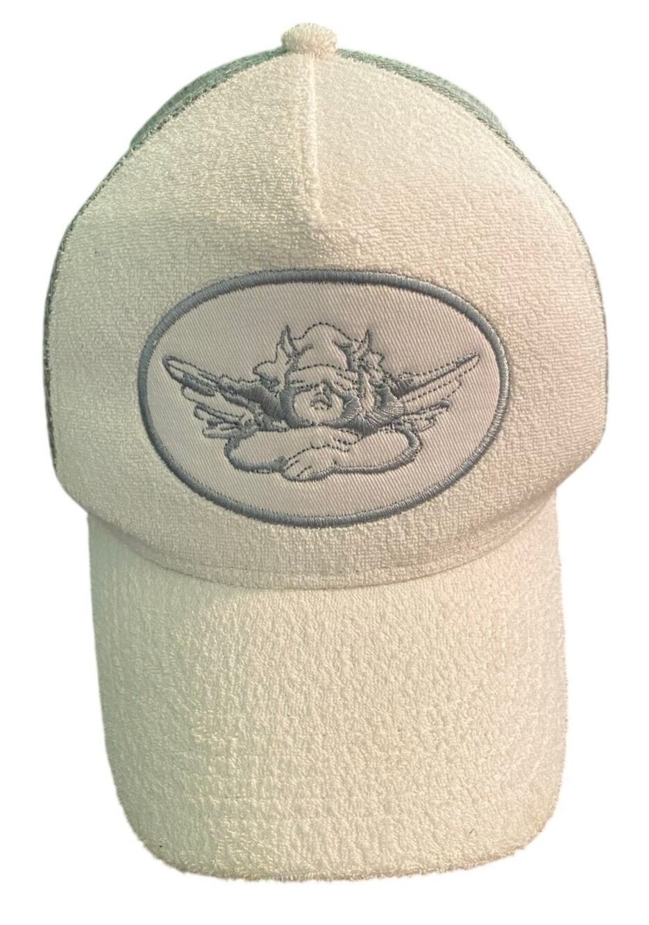 Boys Lie Angel Cherub Terry Cloth Trucker Hat Gray White Snapback Y2K Streetwear